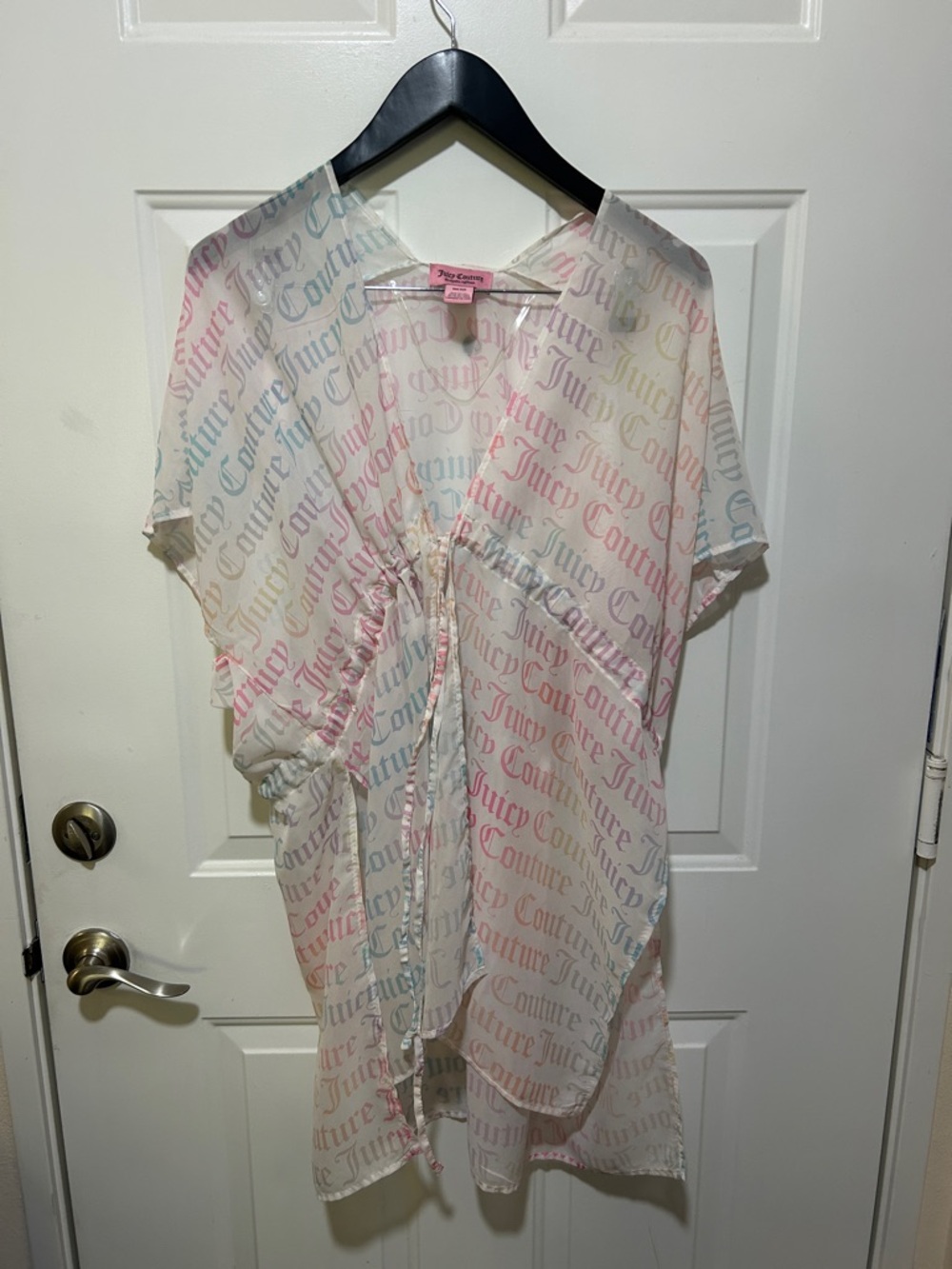 Juicy Couture Pastel Logo Tie-Front Tunic Top